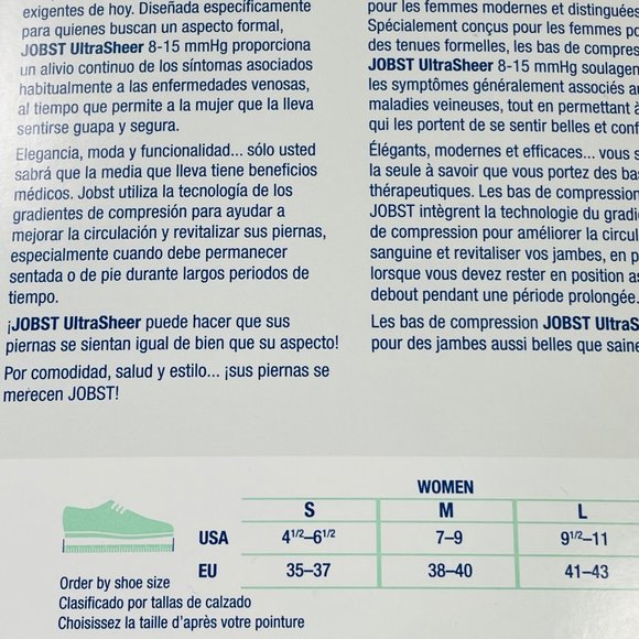 Jobst UltraSheer Knee High Compression Stockings 8-15 MmHg Black Women Size S - Picture 6 of 6